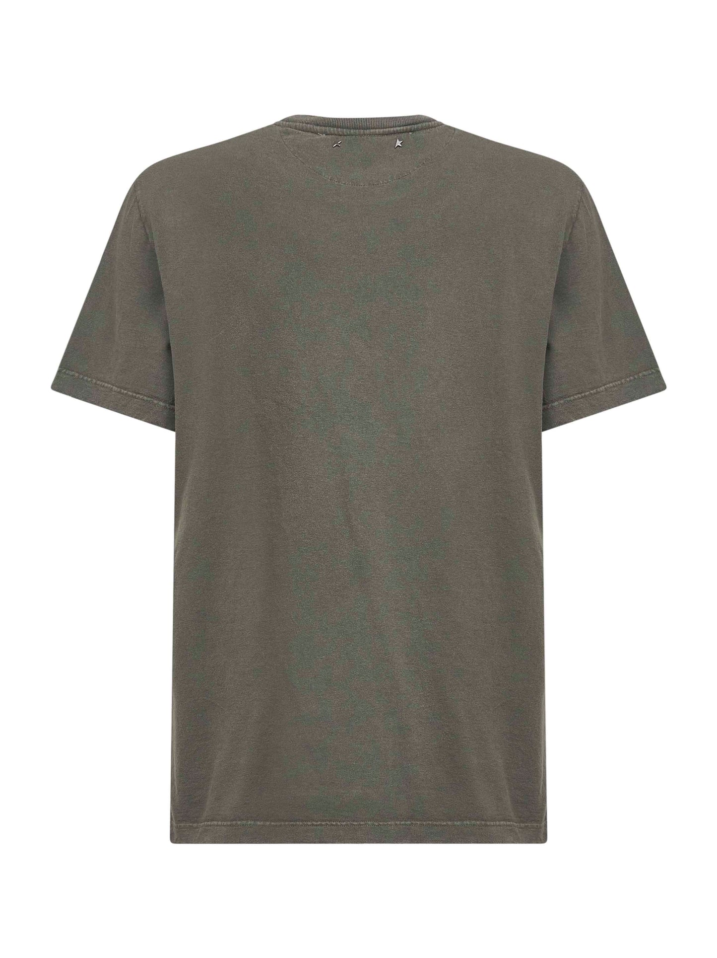 T-shirt girocollo "Golden" in cotone verde<BR/>