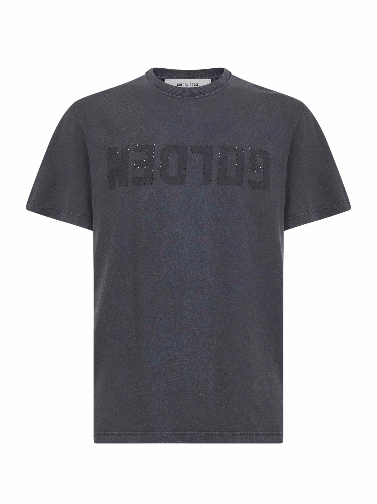 T-shirt girocollo "Golden" in cotone grigio
