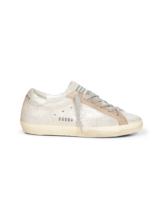 Platinum glitter fabric Super-Star sneakers