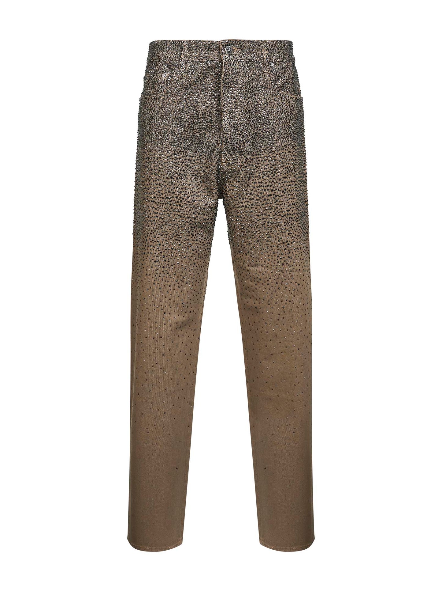 Green denim gradient-effect Swarovski crystal jeans