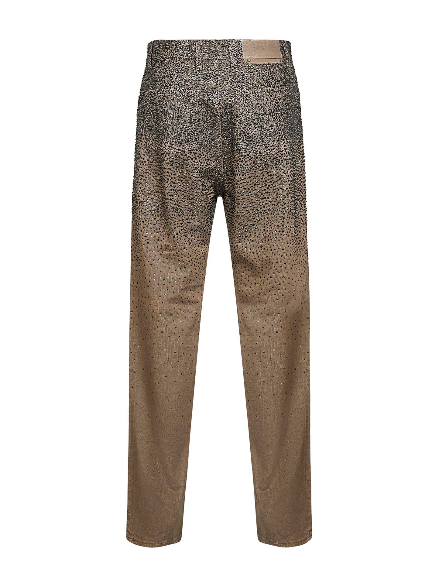 Green denim gradient-effect Swarovski crystal jeans