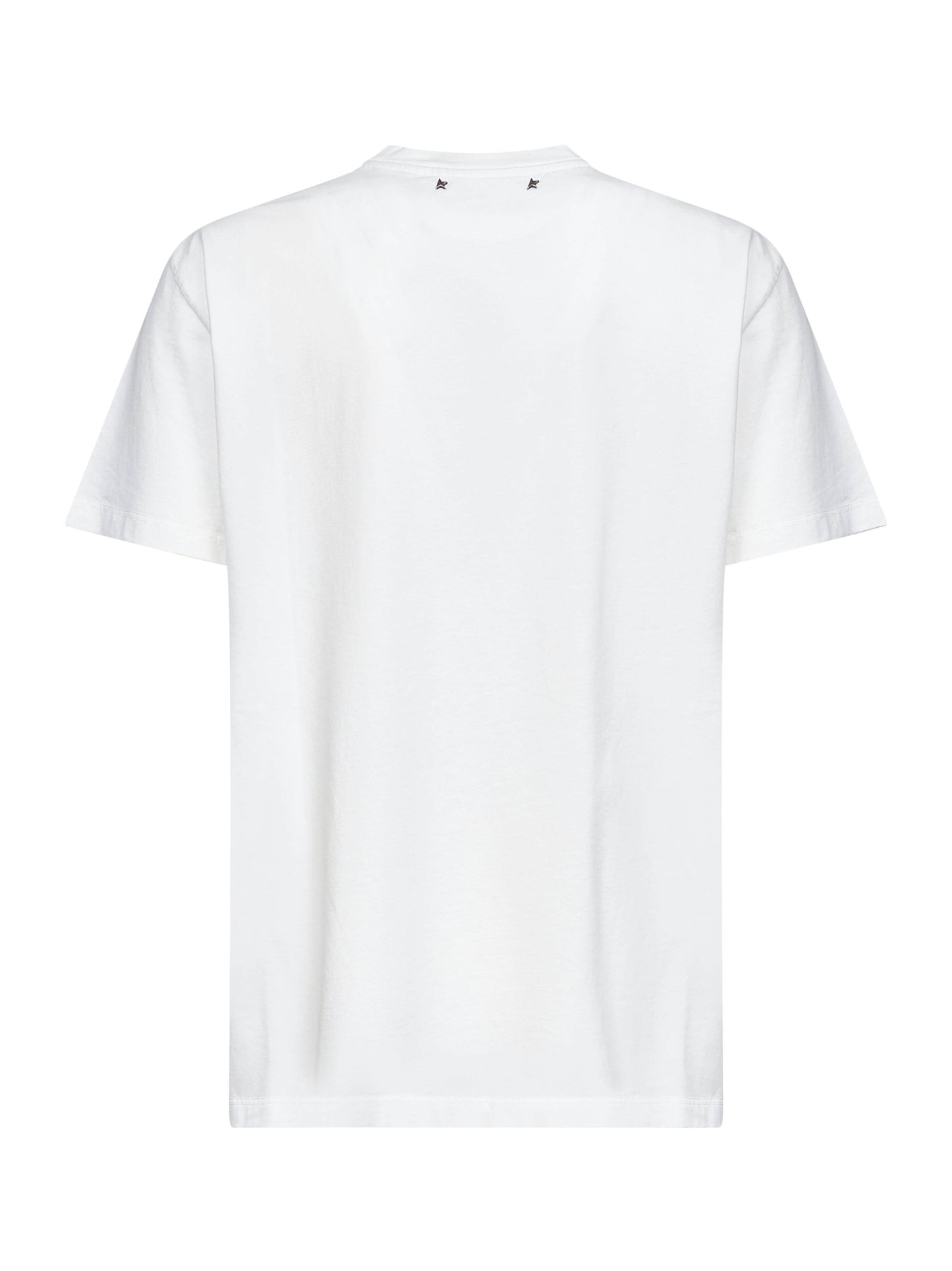 T-shirt in cotone bianco con cristalli cabochon