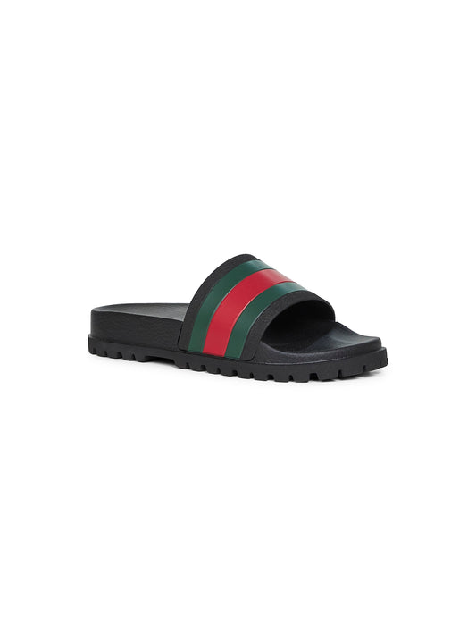 Sandali in gomma nera con Web