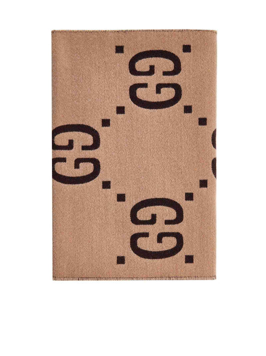 Sciarpa in lana e seta con motivo GG jacquard