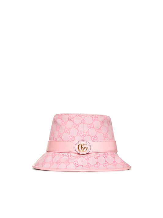 Pink GG Jacquard Cotton-Blend Canvas Hat