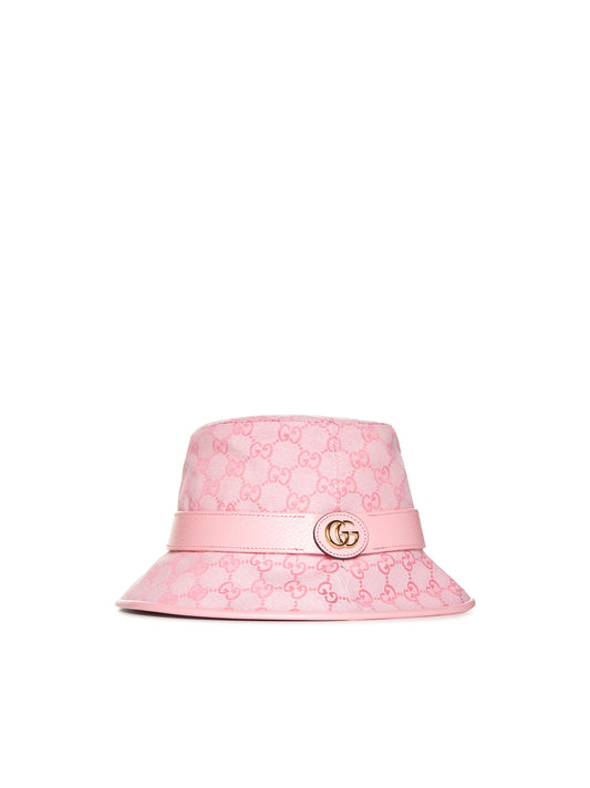 Pink GG Jacquard Cotton-Blend Canvas Hat
