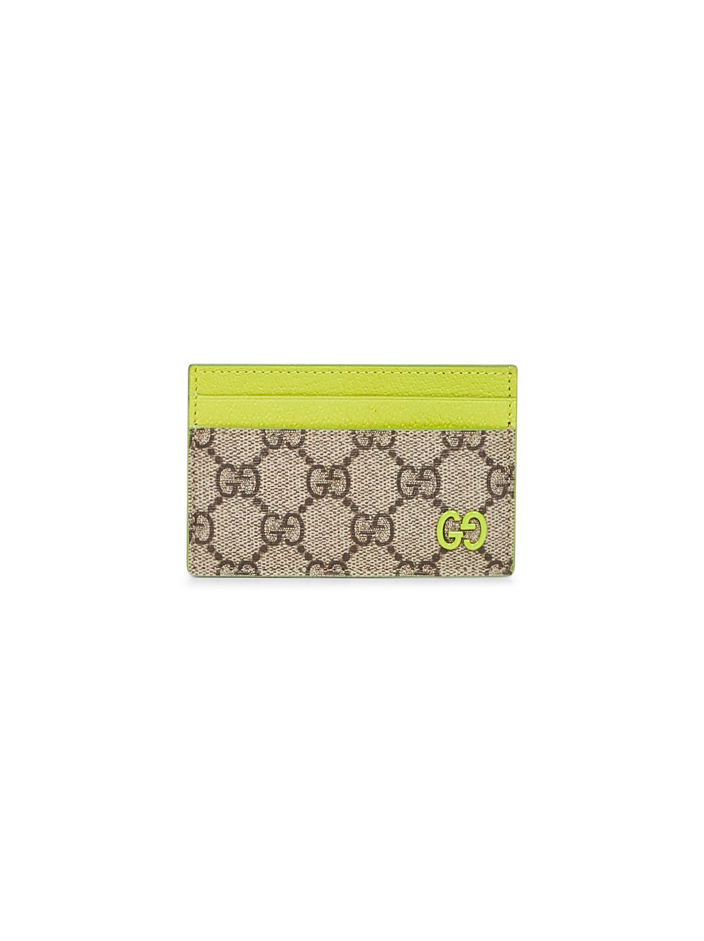 Portacarte GG bicolore beige e verde acido