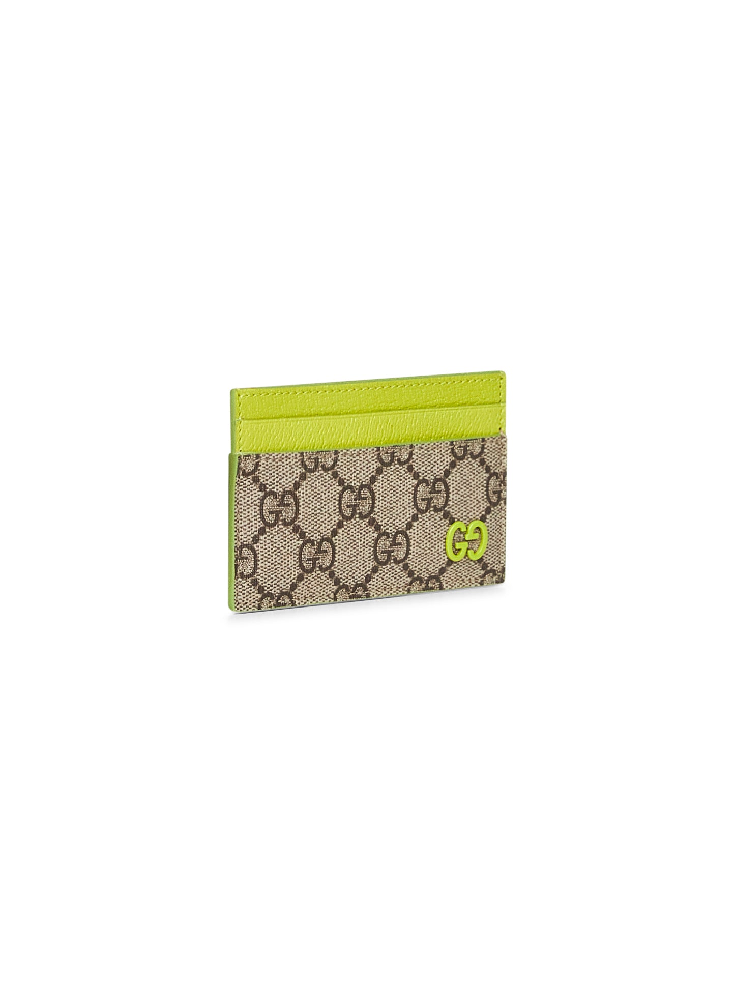 Portacarte GG bicolore beige e verde acido