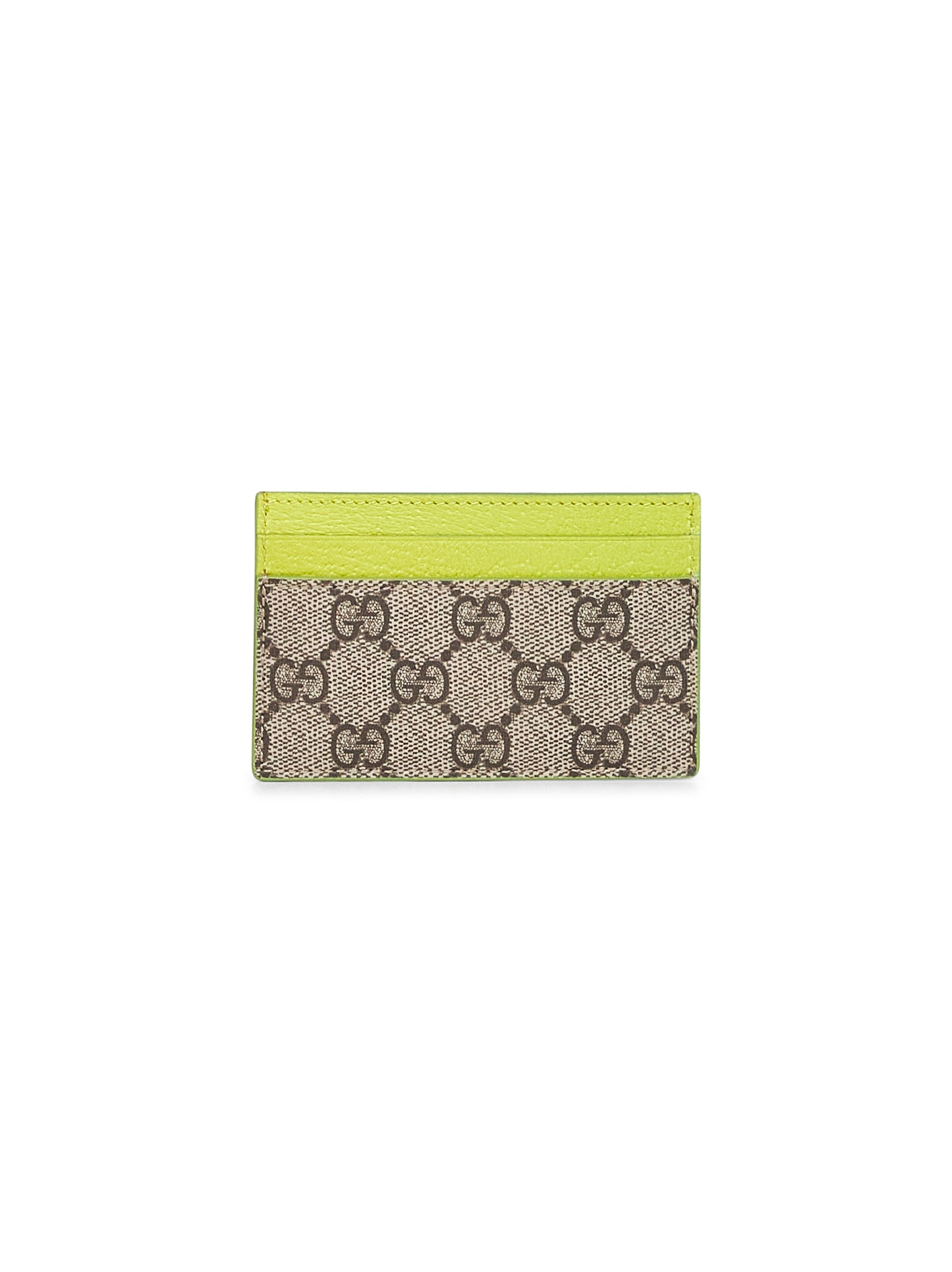 Portacarte GG bicolore beige e verde acido