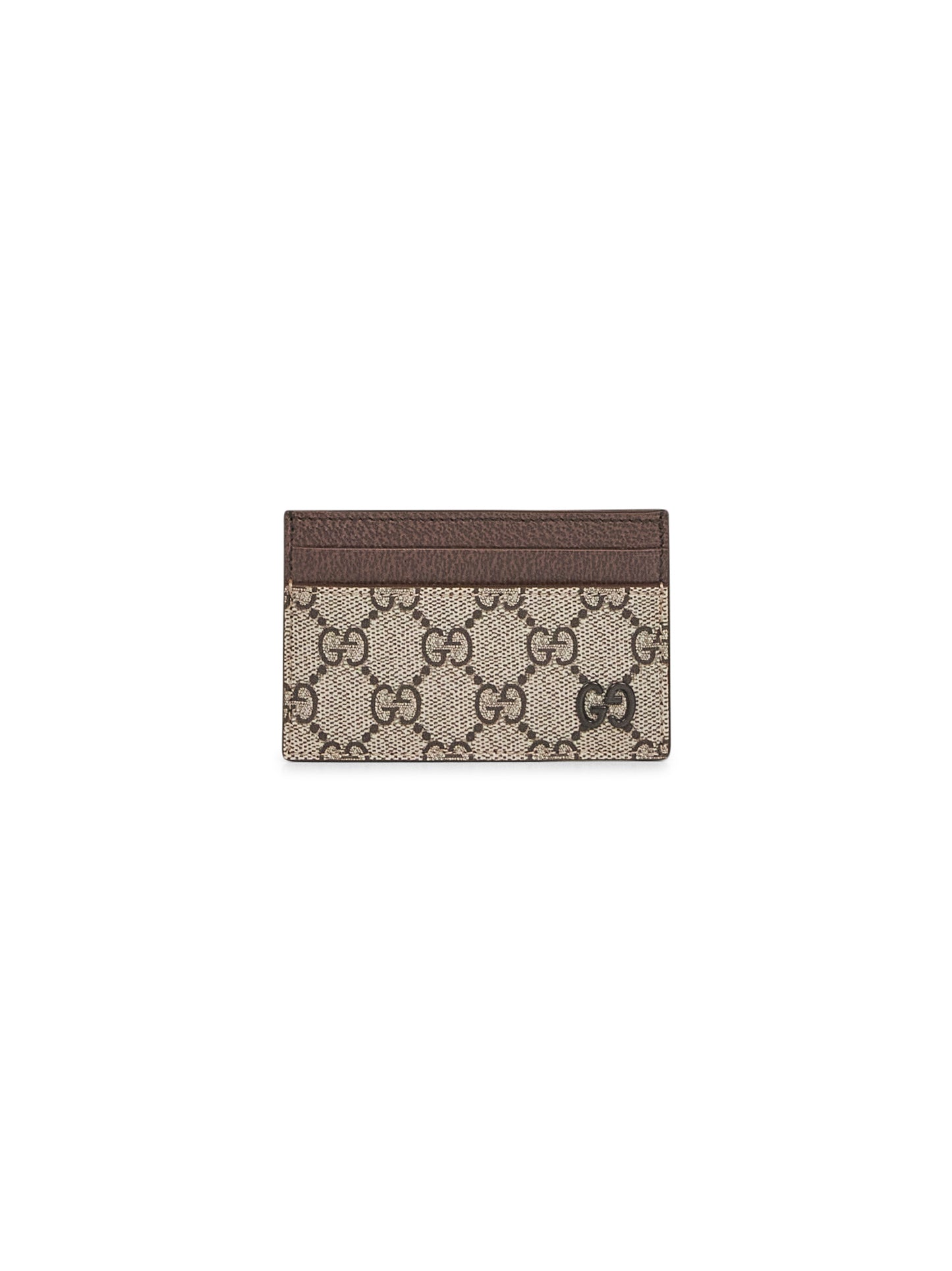 Beige and brown two-tone GG card holder
