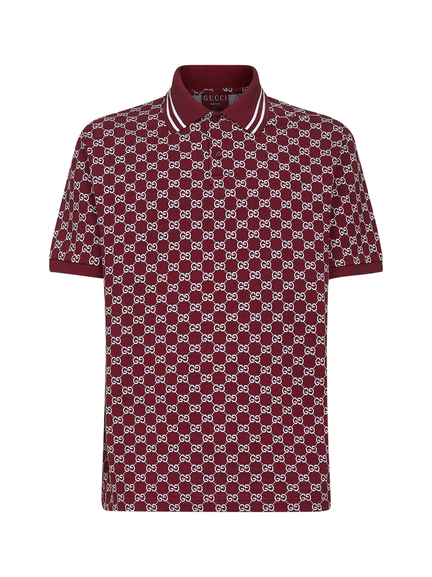 Burgundy GG jacquard cotton pique polo shirt