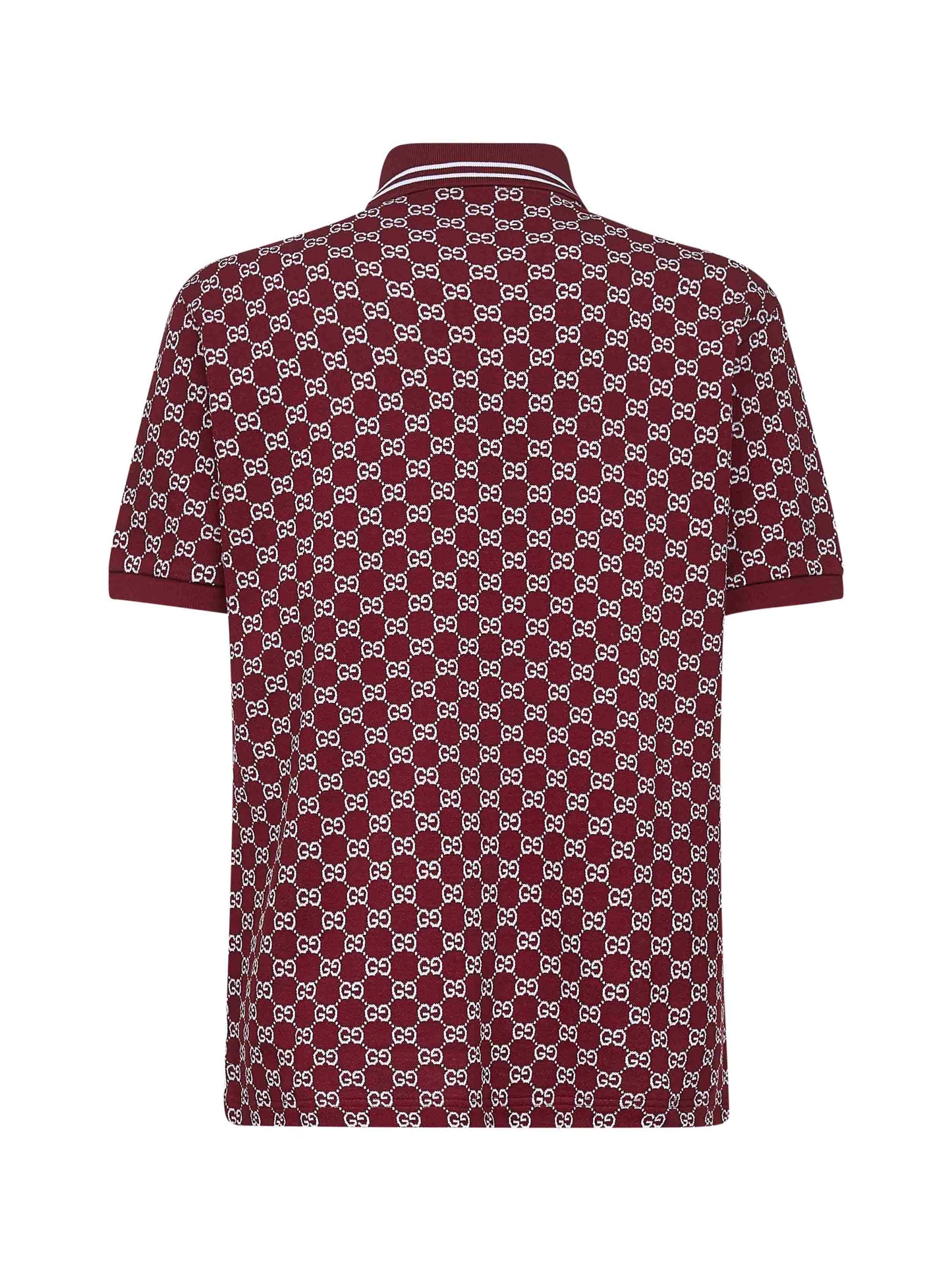 Burgundy GG jacquard cotton pique polo shirt