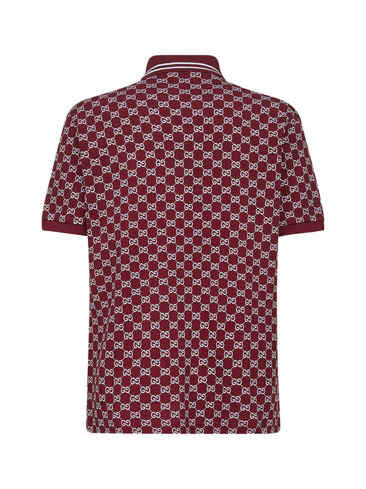 Burgundy GG jacquard cotton pique polo shirt