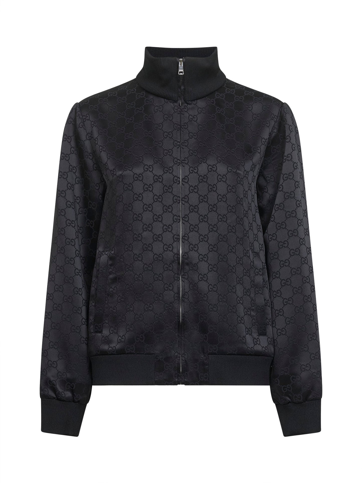 Black GG jacquard zip-up jacket