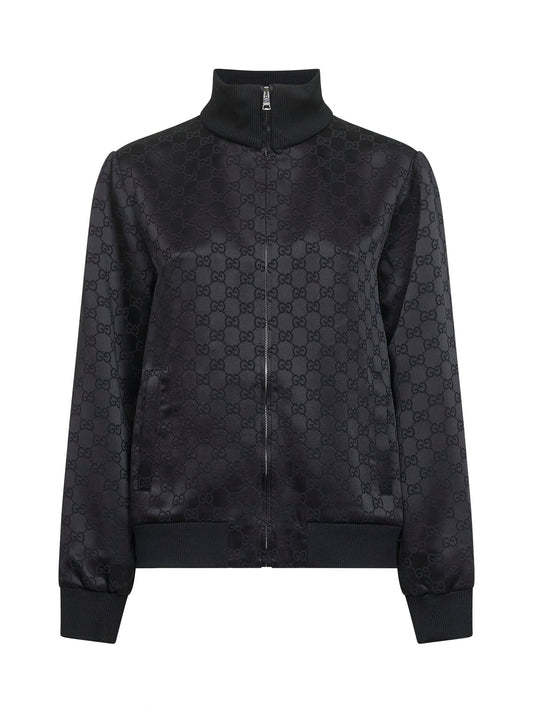 Giacca con cerniera in jacquard GG nero