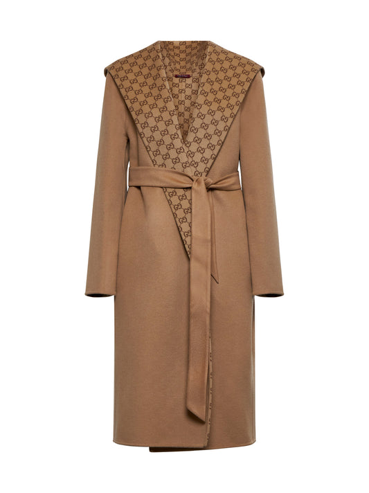 Cappotto reversibile in lana misto seta GG