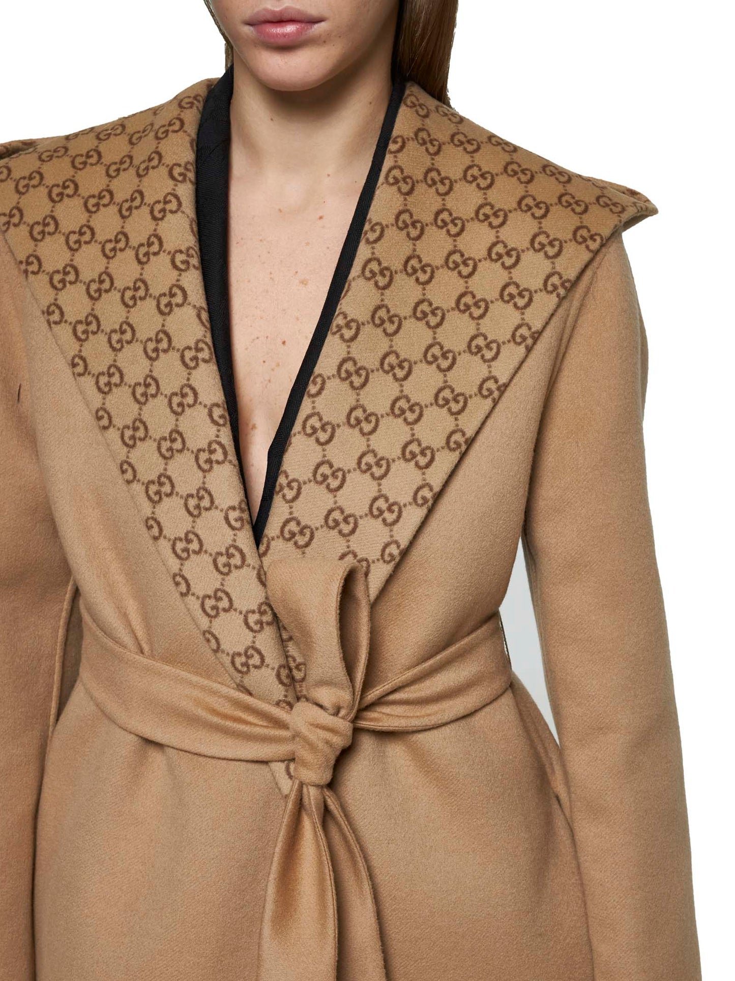 Reversible GG Wool-Blend and Silk Coat
