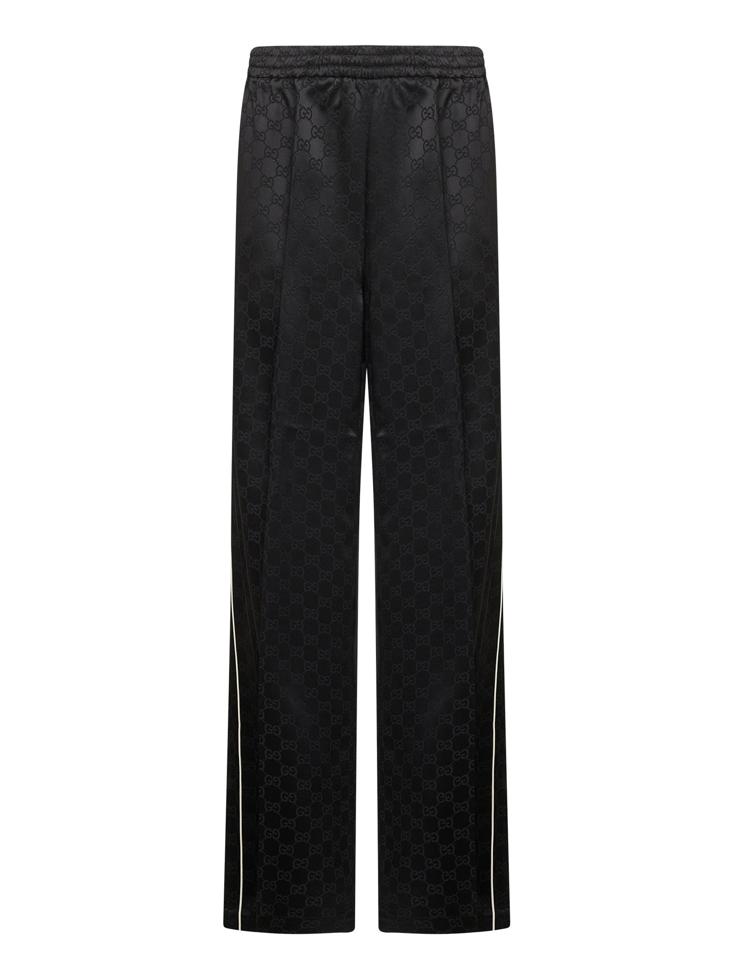 Black GG jacquard viscose blend trousers