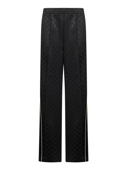 Black GG jacquard viscose blend trousers