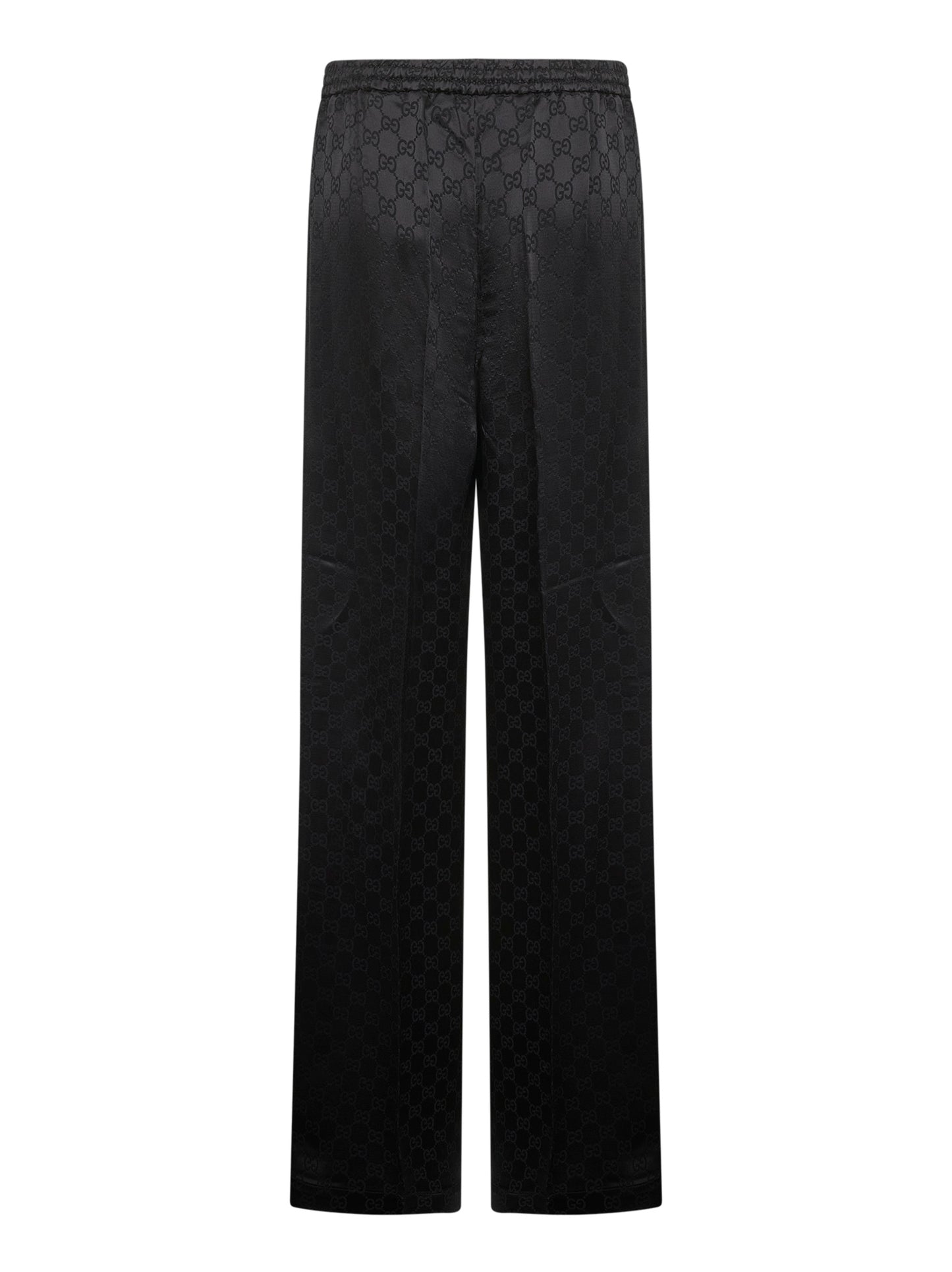 Black GG jacquard viscose blend trousers