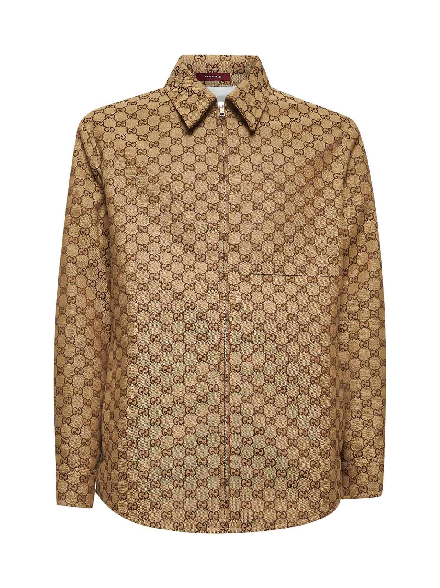 Overshirt in tessuto GG beige
