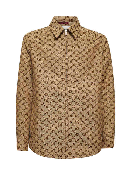 Overshirt in tessuto GG beige