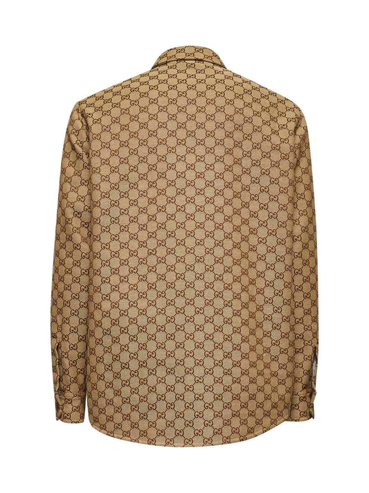 Overshirt in tessuto GG beige