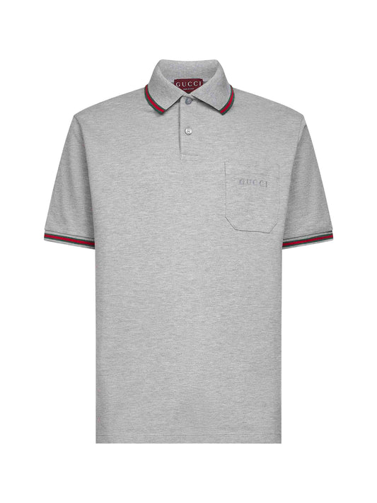 Cotton polo shirt with GG embroidery