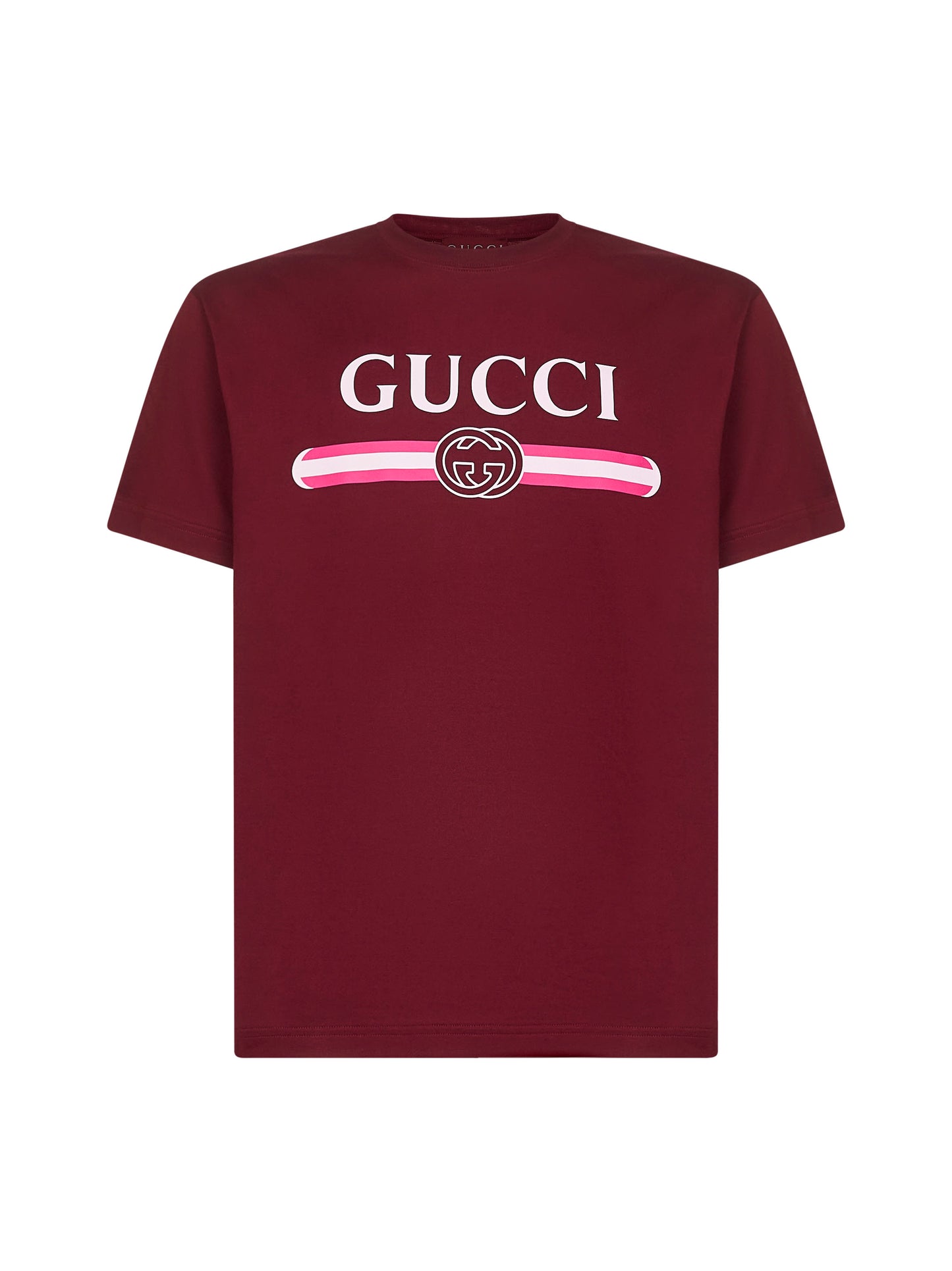 Burgundy cotton jersey printed T-shirt