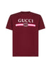 Burgundy cotton jersey printed T-shirt