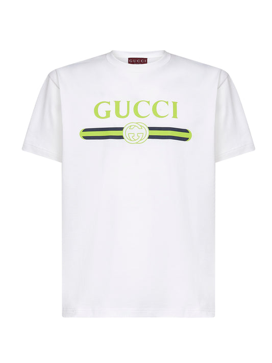 White cotton jersey printed T-shirt