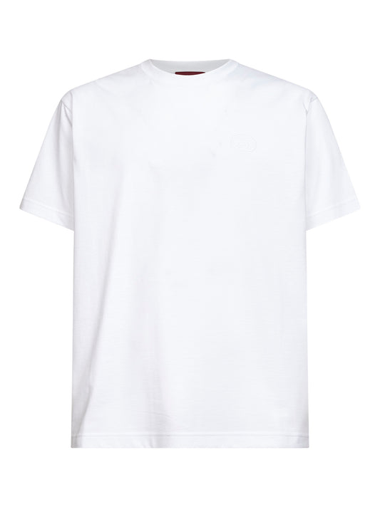 T-shirt in jersey di cotone bianco con ricamo