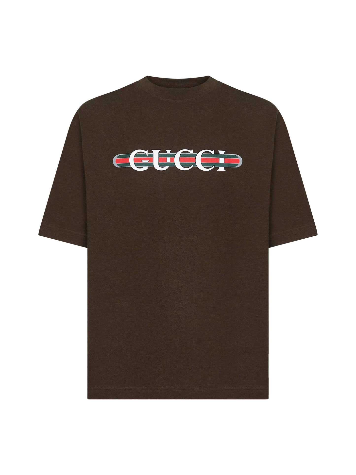 Brown cotton jersey printed T-shirt