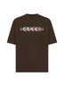 Brown cotton jersey printed T-shirt