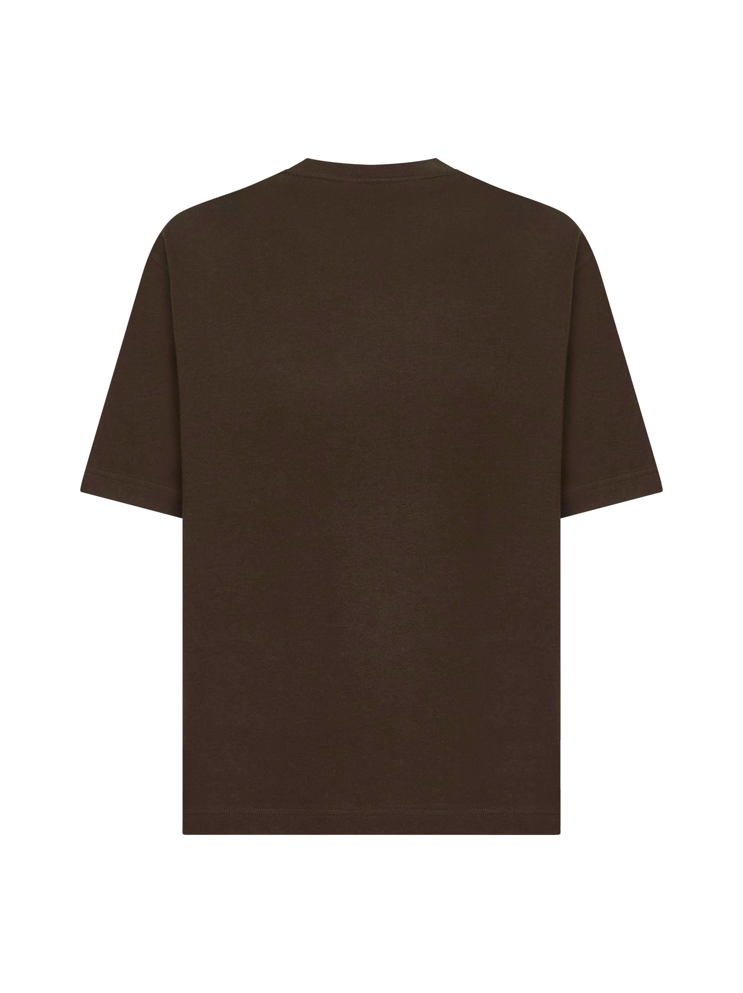 Brown cotton jersey printed T-shirt – Daniello.com