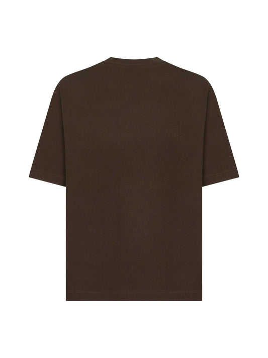 Brown cotton jersey printed T-shirt