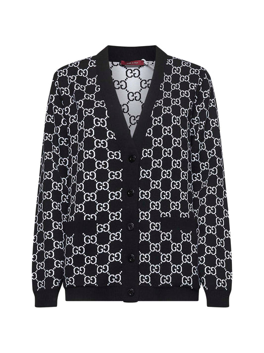Cardigan reversibile in jacquard di lana GG