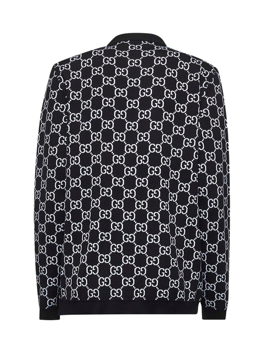 Cardigan reversibile in jacquard di lana GG