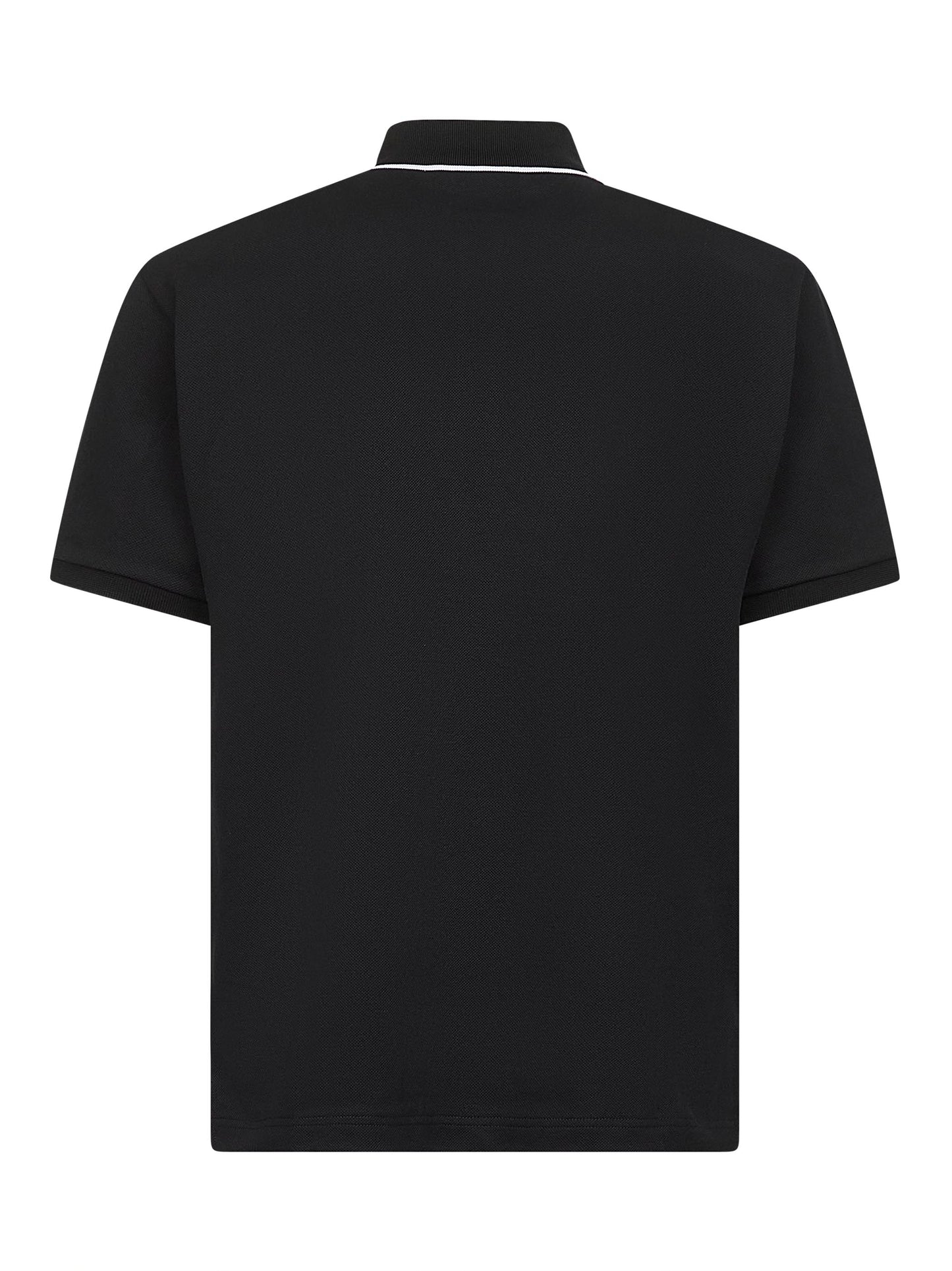Black cotton piquet embroidered polo shirt