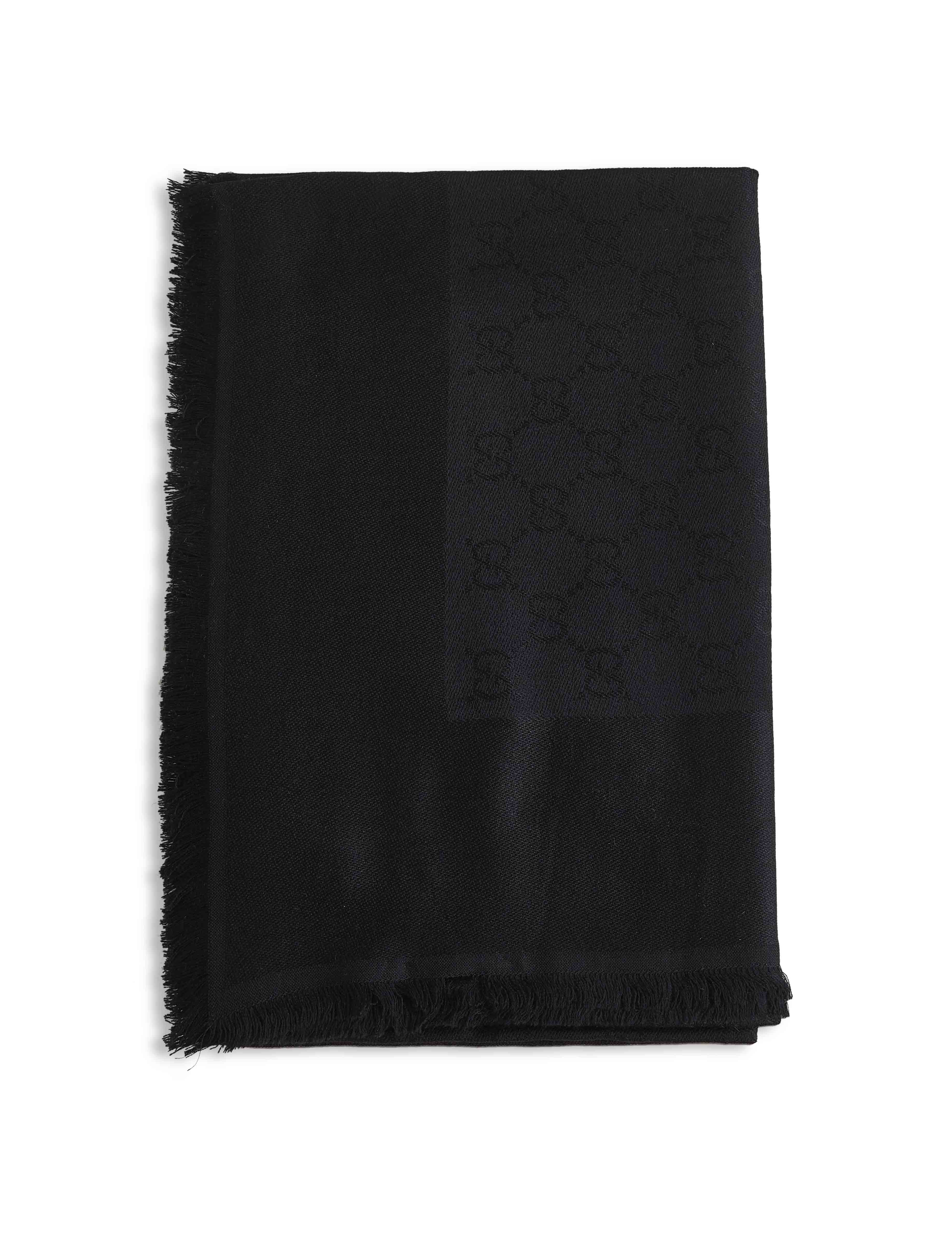 Black GG wool and silk jacquard shawl – Daniello.com