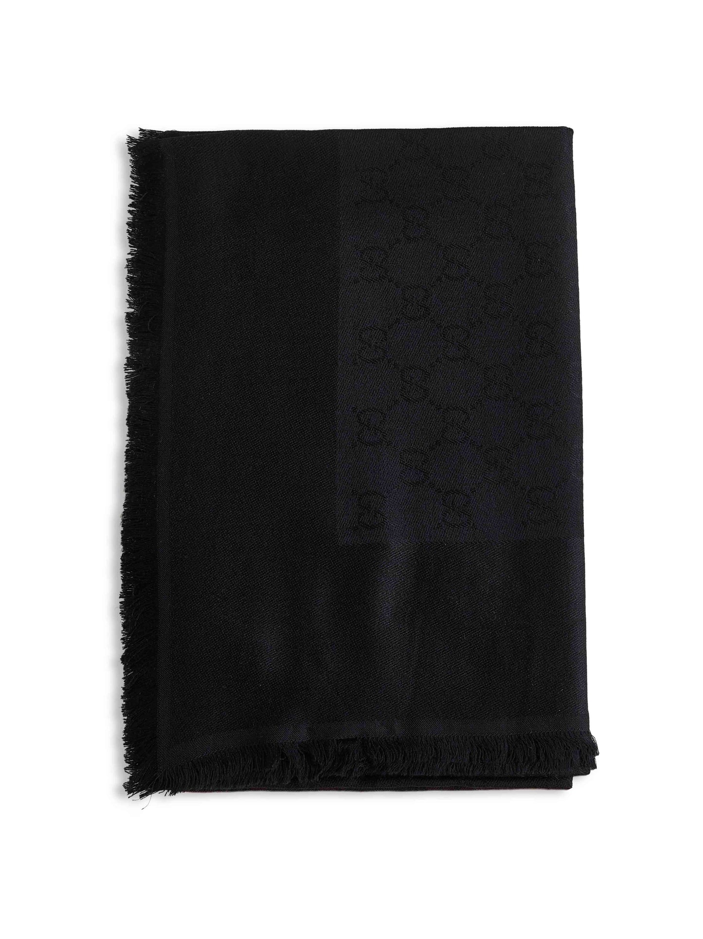 Scialle in lana e seta GG jacquard nero