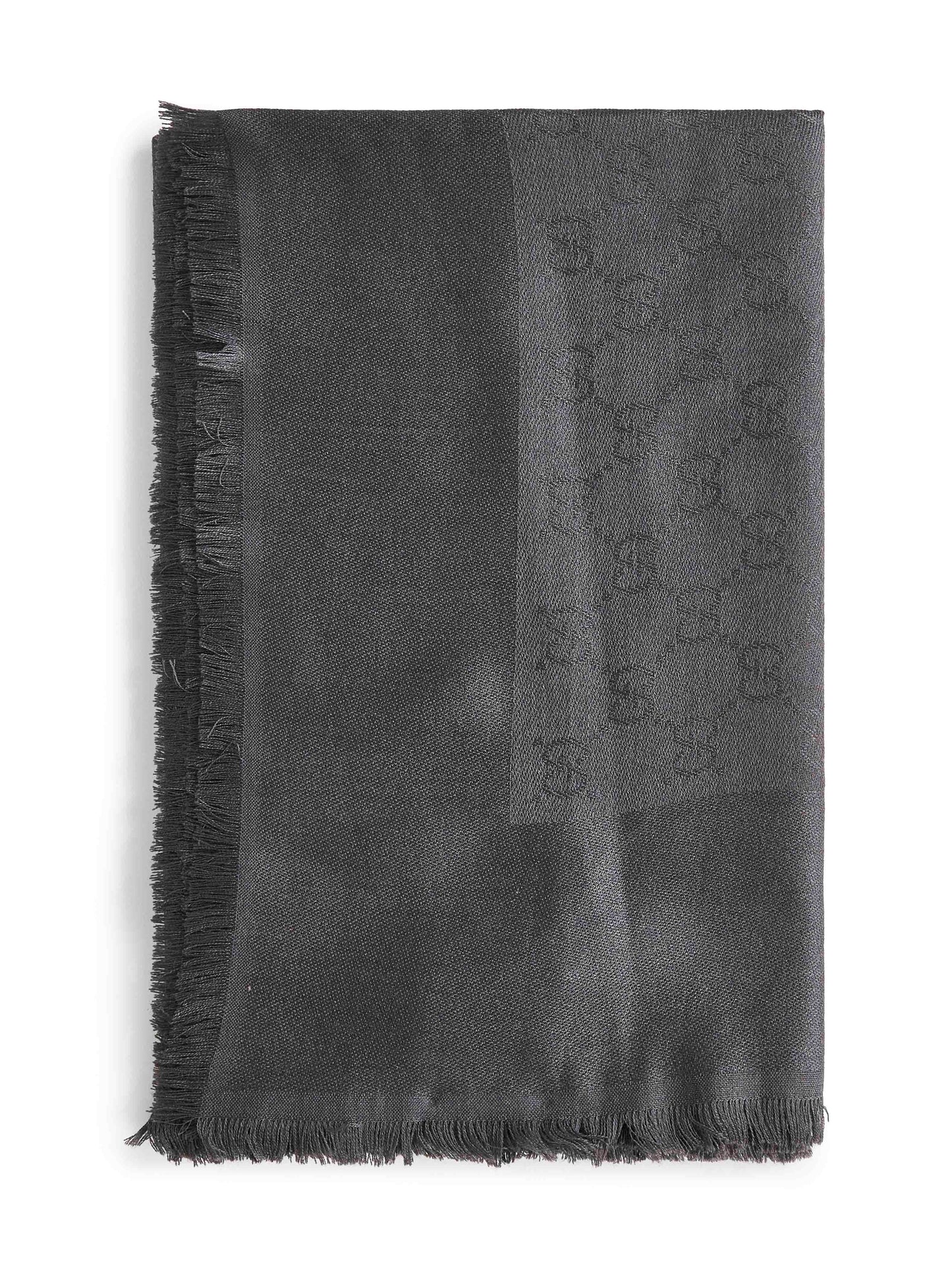 Scialle in lana e seta GG jacquard grigio