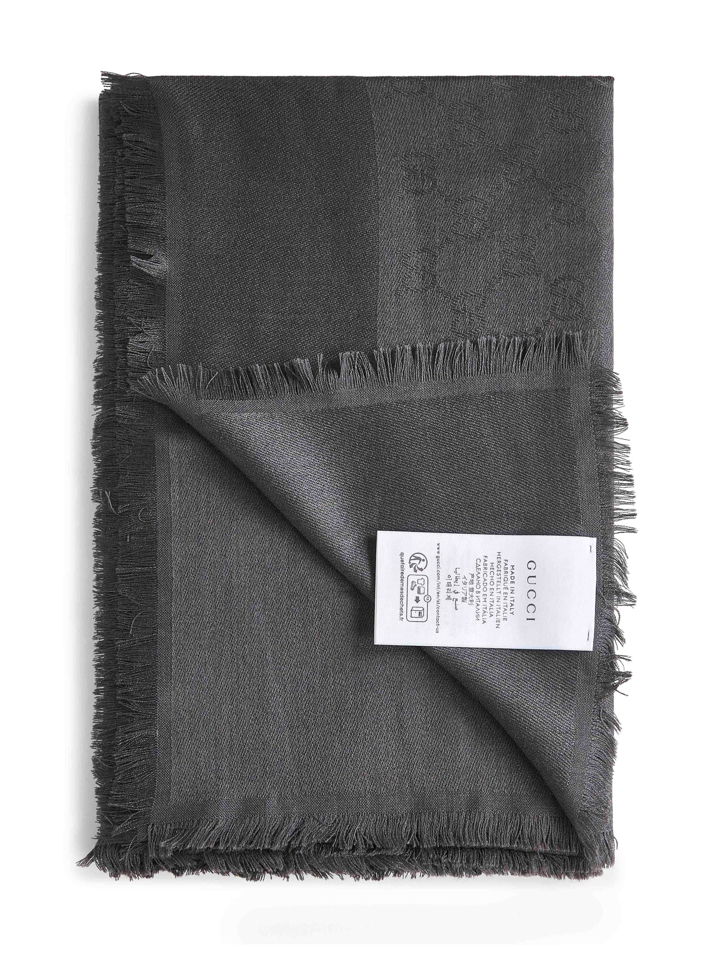 Scialle in lana e seta GG jacquard grigio