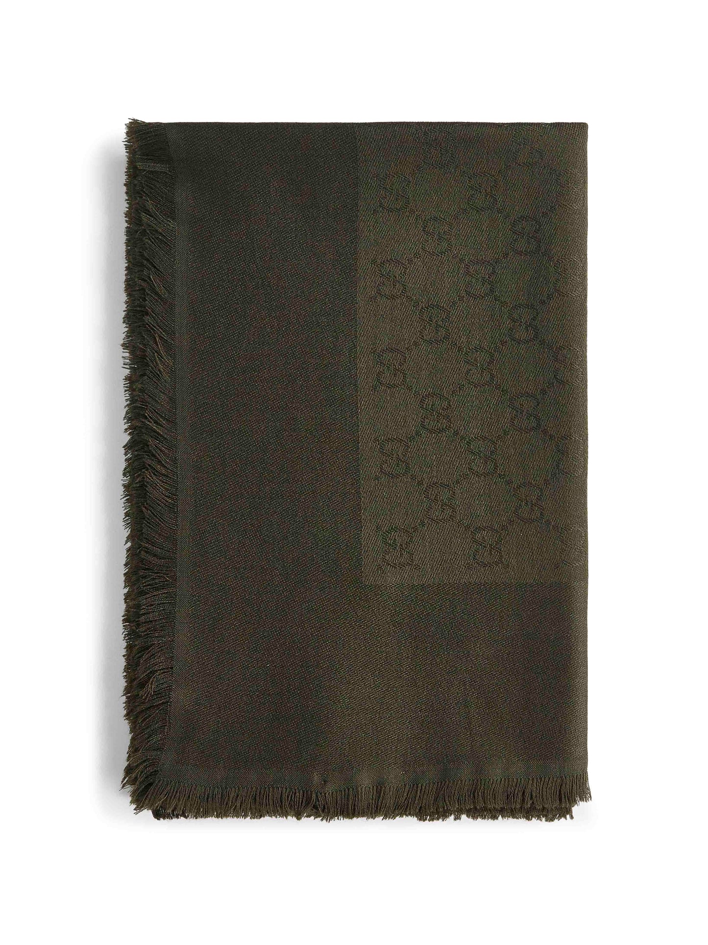 Scialle in lana e seta GG jacquard verde