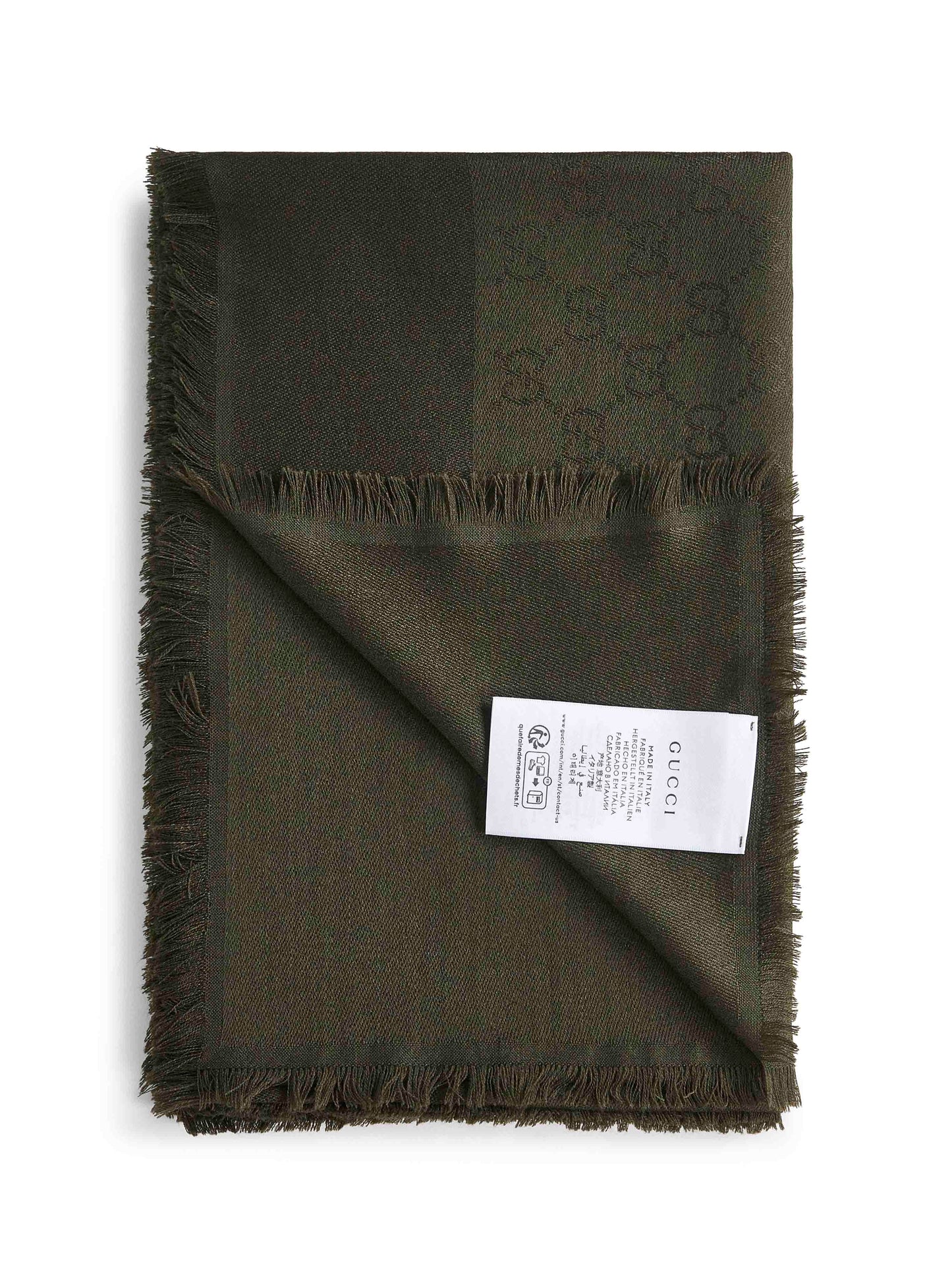 Scialle in lana e seta GG jacquard verde