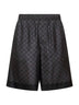 Shorts stampati in twill di seta nera