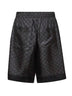 Shorts stampati in twill di seta nera