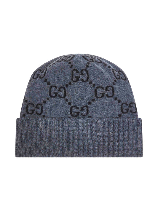 Grey GG cashmere beanie