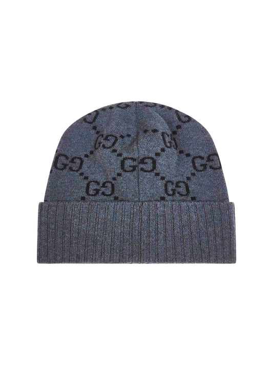 Grey GG cashmere beanie