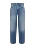 Jeans dritti in denim di cotone azzurro<BR/>